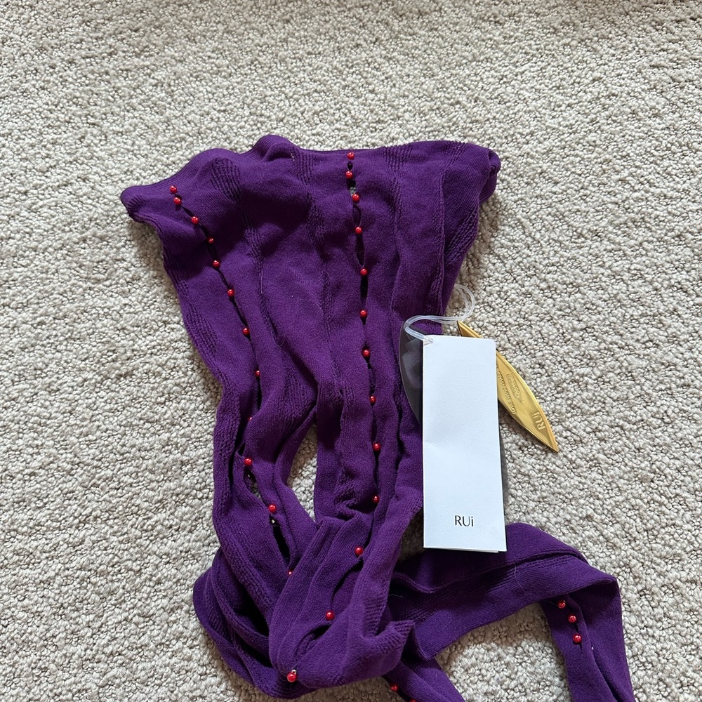 Purple Beaded Hosiery Tights